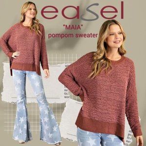 EASEL "Maia" Pom-Pom Textured Ultra Lux Soft Cozy Comfortable Oversized Sweater